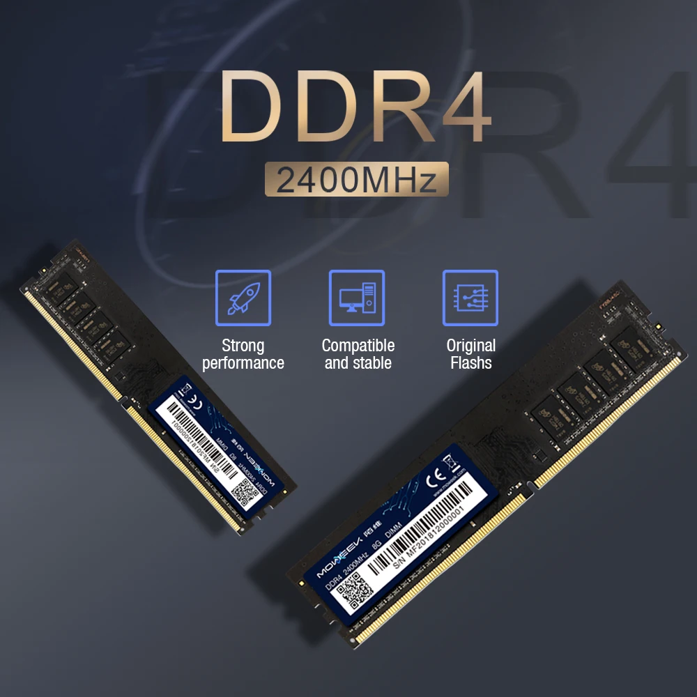 Moweek оперативная Память ddr4 4 ГБ 8 ГБ оперативной памяти, 16 Гб встроенной памяти компьютера 2400 МГц 288PIN 1,2 V для настольного компьютера