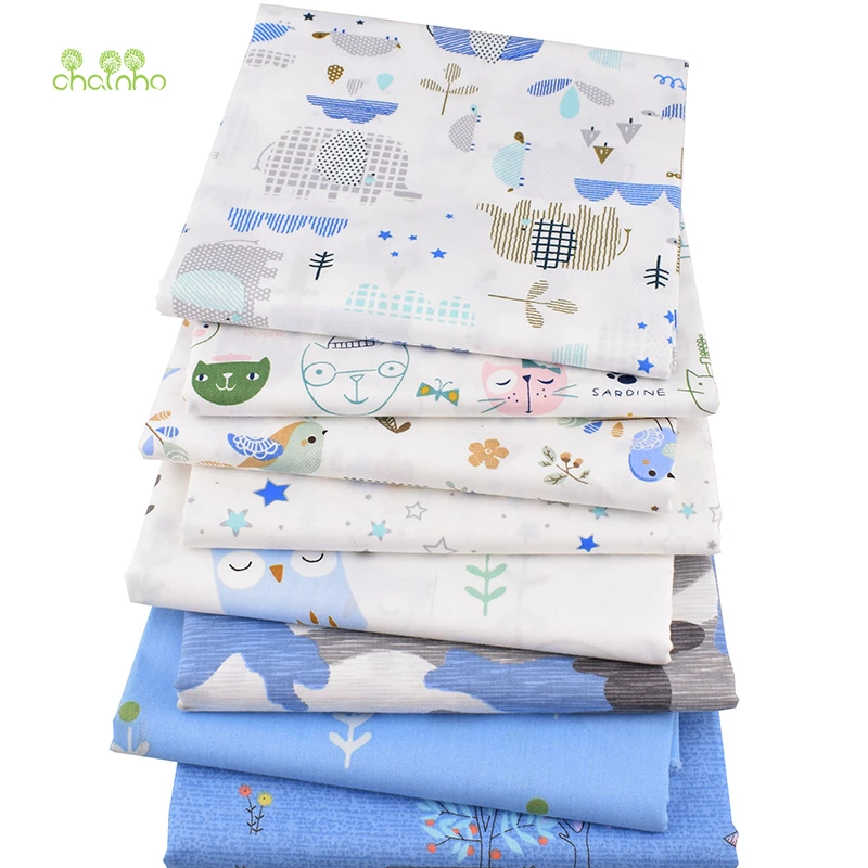 Chainho, 8 шт./лот, голубого цвета с мультипликационным принтом «серии, печатных твиловая, хлопковая ткань, одежда в стиле пэчворк для DIY Швейные& лоскутное одежда для малышей& ребенка Материал