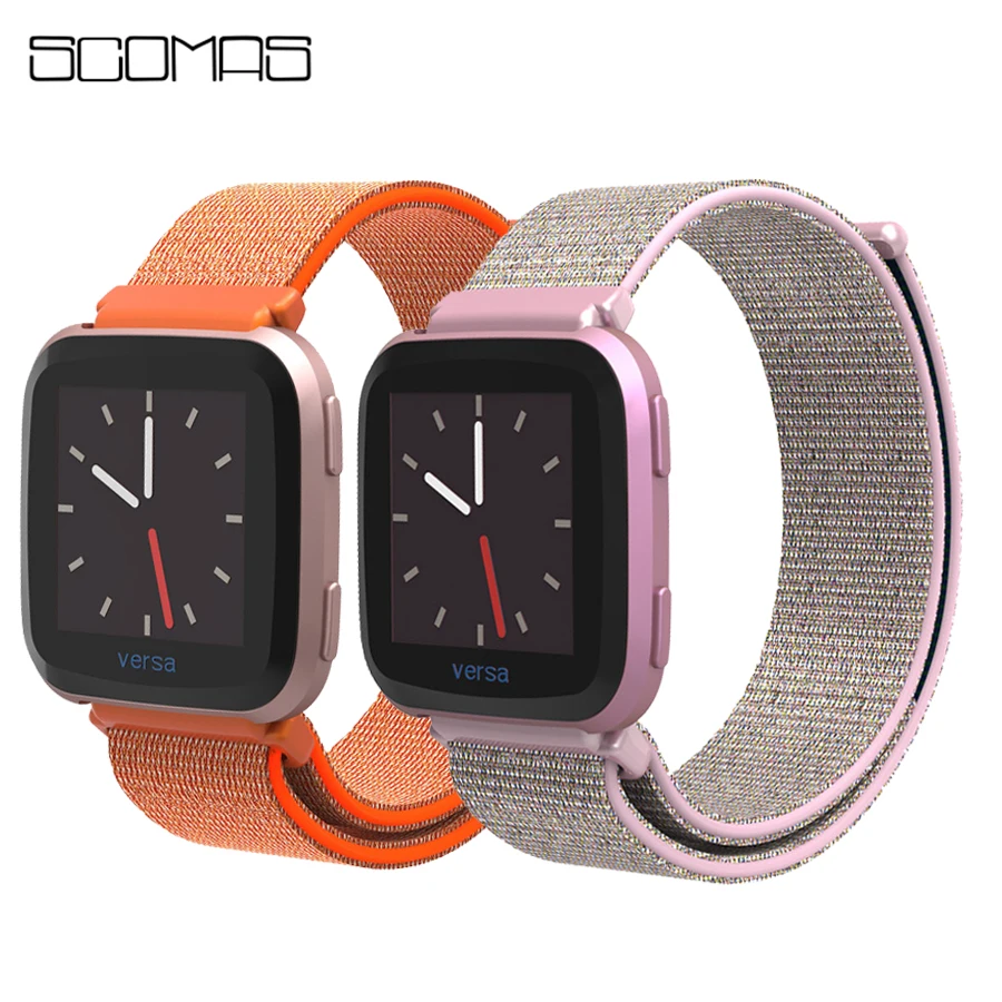 SCOMAS Replacement Woven Nylon Strap For Fitbit Versa Breathable Adjustable Closure Loop Watch Band - 32876435571