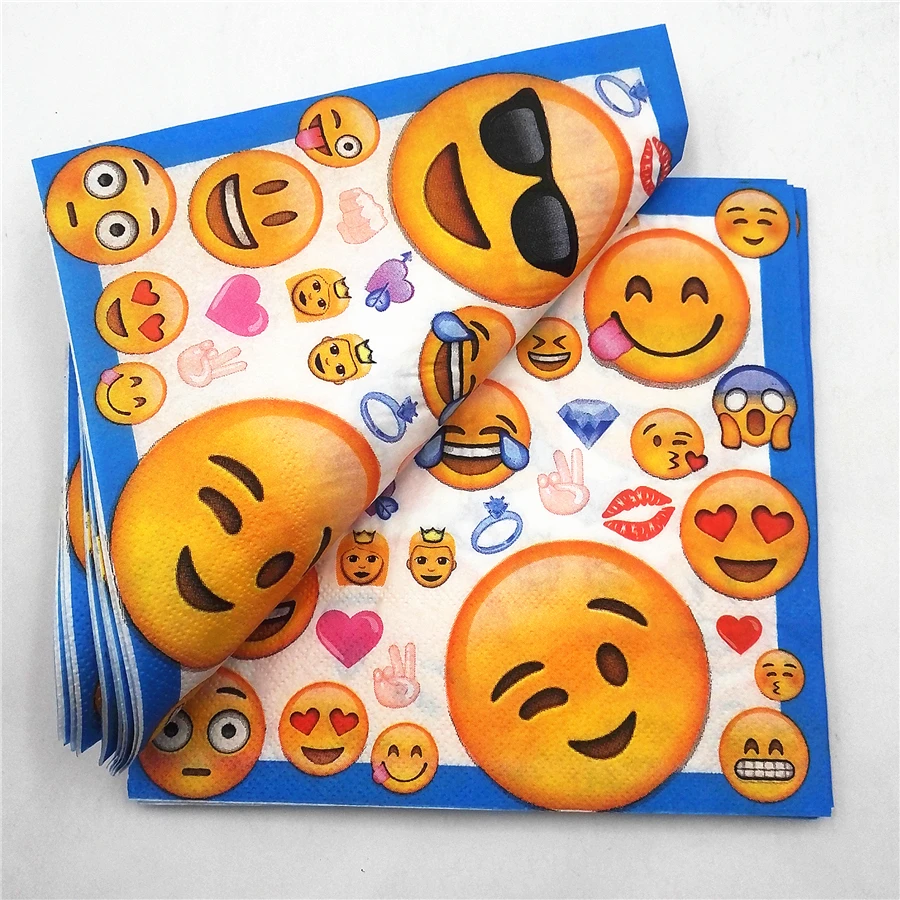 

10pcs/set emoji napkins kids birthday wedding party supplies tissue emoji paper napkins baby shower tableware party decoration