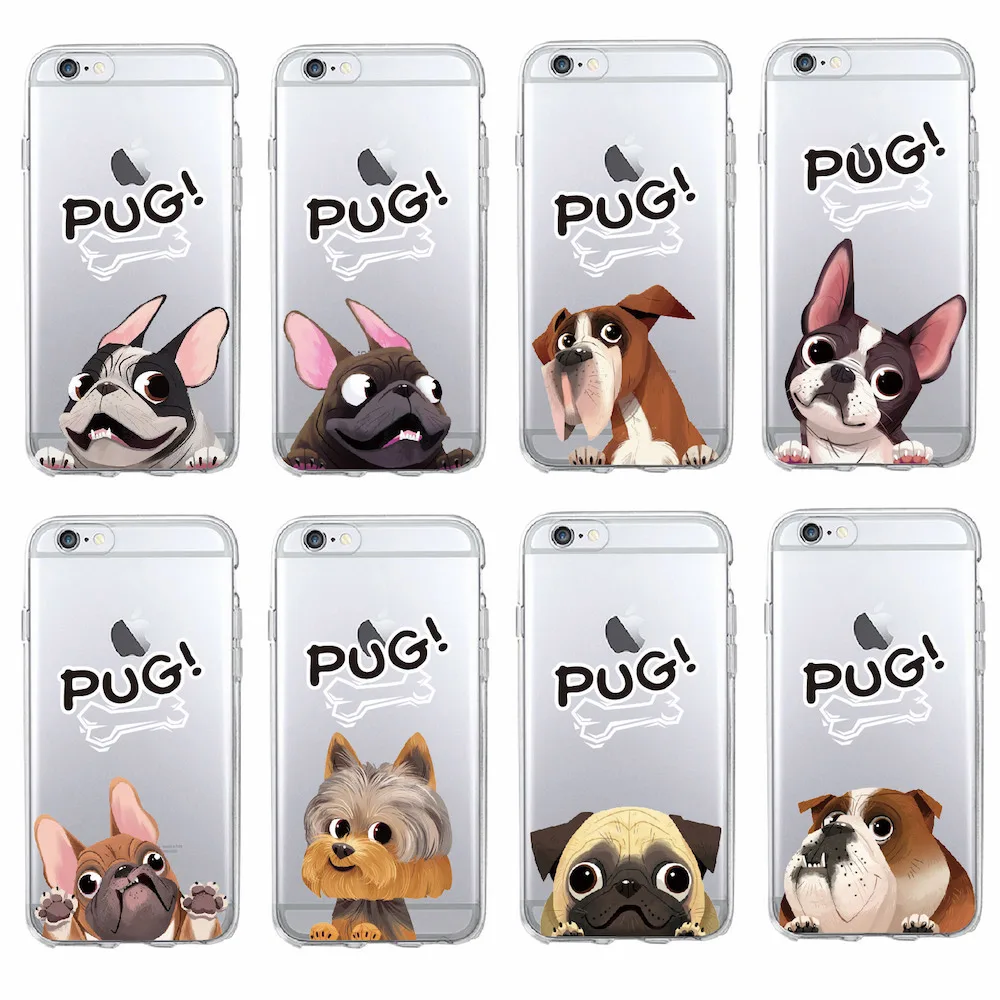 Cartoon Puppy Pug French Bulldog Dog Love Soft Phone Case Coque Funda For iPhone7Plus 6 6S 8 8plus X XS Max SAMSUNG |
