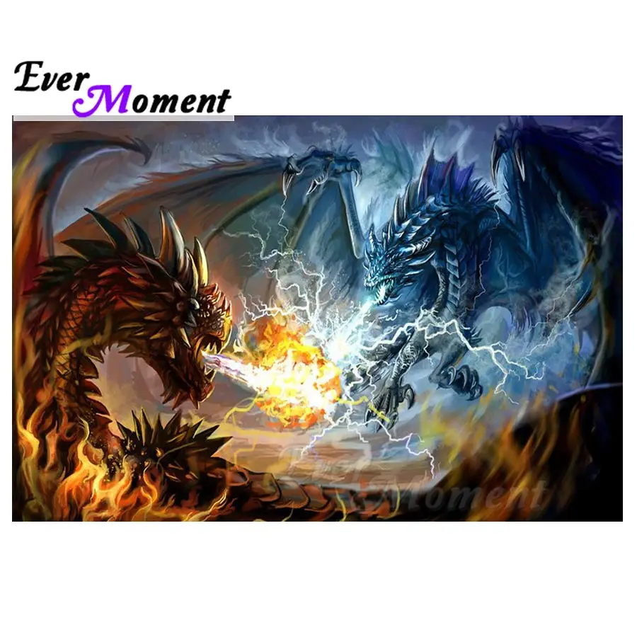 

Ever Moment Dragon Fire Diamond Painting Cross Stitch Picture Mosaic Full Square Drill Diamond Embroidery Rhinestone S2F1284