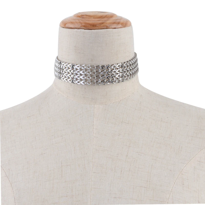 Модное широкое женское ожерелье-чокер золотого/серебряного цвета из цинкового сплава, женские ожерелья-цепочки, ювелирные изделия на шею, колье для женщин