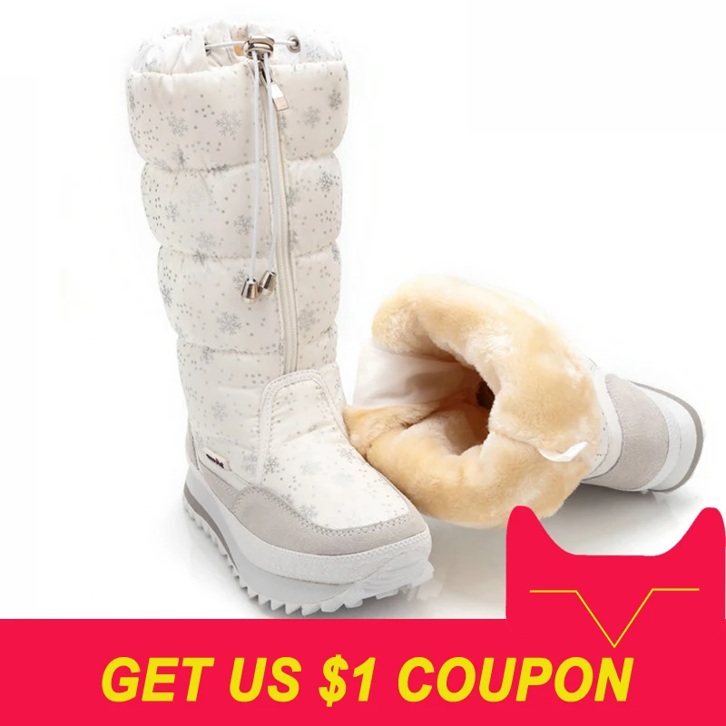 Achat Femmes bottes d hiver chaussures femmes plate forme épais en peluche chaud étanche haute neige bottes botas mujer taille 35 42