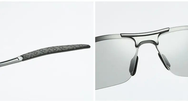 Фотохромные поляризационные солнцезащитные очки, мужские солнцезащитные очки без оправы, мужские спортивные очки для вождения, хамелеон, меняющий цвет, оттенок
