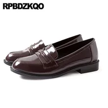 Г., женские туфли из лакированной кожи на плоской подошве, металлический круглый носок, коричневые женские китайские дешевые дизайнерские черные туфли без застежки китайские зеркальные лоферы