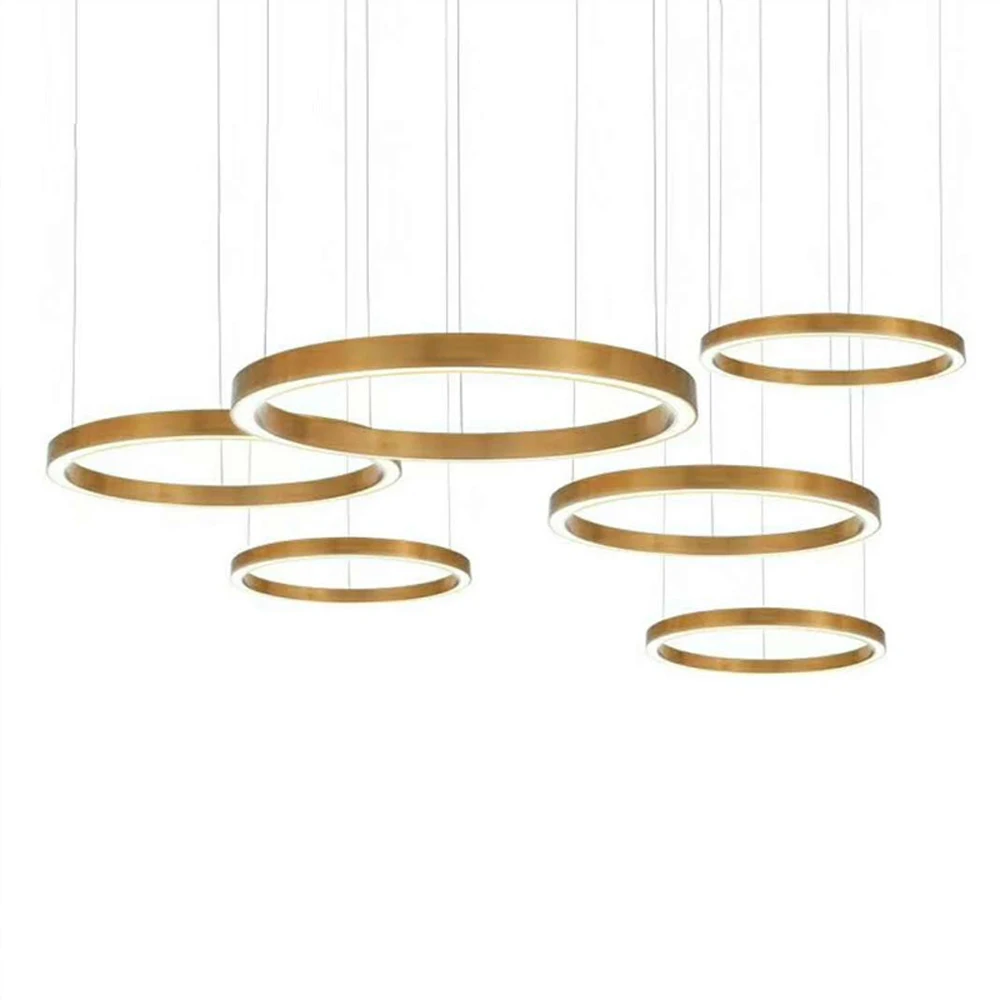 ring design modern LED chandelier lamp stainless steel gold chandelier