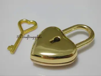

padlock purse lock Heart Shaped come with key alloying golden 4.2 cm x 2.5cm E45
