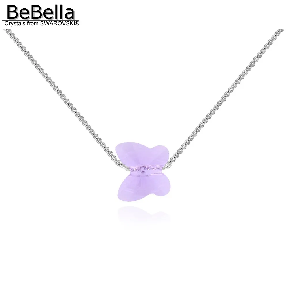 

BeBella mini butterfly pendant necklace with 1cm crystals from Swarovski thin chain fashion jewelry for women girl kid gift 2018