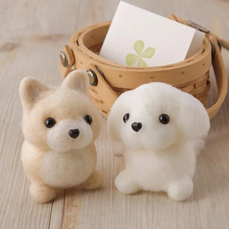 

2019 Creative Lovely Dog Pet Toy Doll Wool Felt Poked Kitting Non-Finished DIY Handcarft Wool Felting Material Package