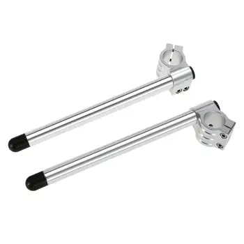 

Pair Silver Universal CNC Aluminum Motorcycle Racing Clip On 7/8" Handle Bars For 41mm Fork Tube