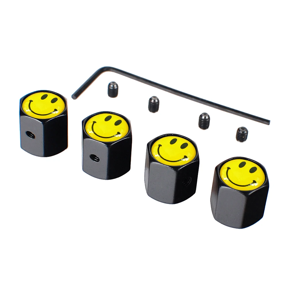 

Smile Face Funny Cute Wheel Accessories Tire Stem Valve Caps Cover Anti Theft Anti Leak Dust Air Caps Cover Tyre