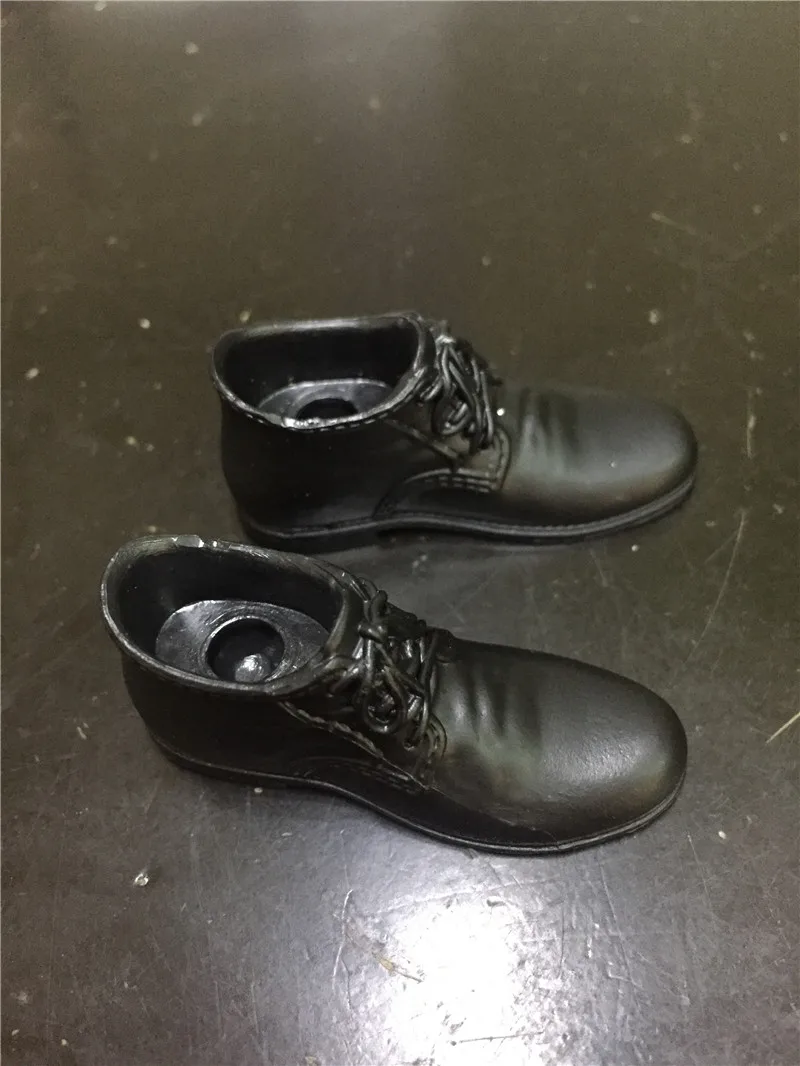 1/6 Scale Action Figure Accessories Black Brown Two Color Plastic Leather Shoes with Foot Shape inside for Joint Male Body