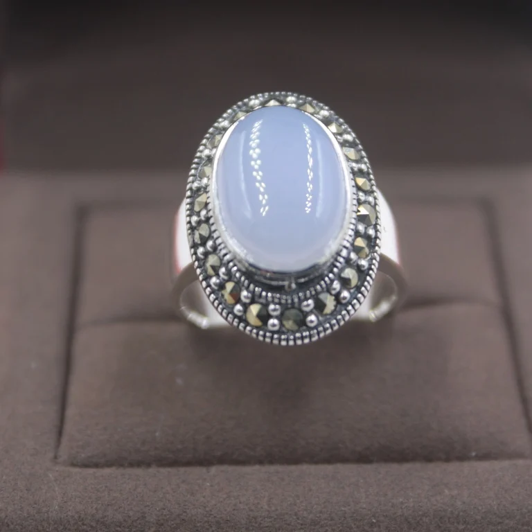 

Pure S925 Silver &Light Purple Chalcedony Ring Zircon Shine Woman's Ring New US 5-9 Elegant Fashion New Ring