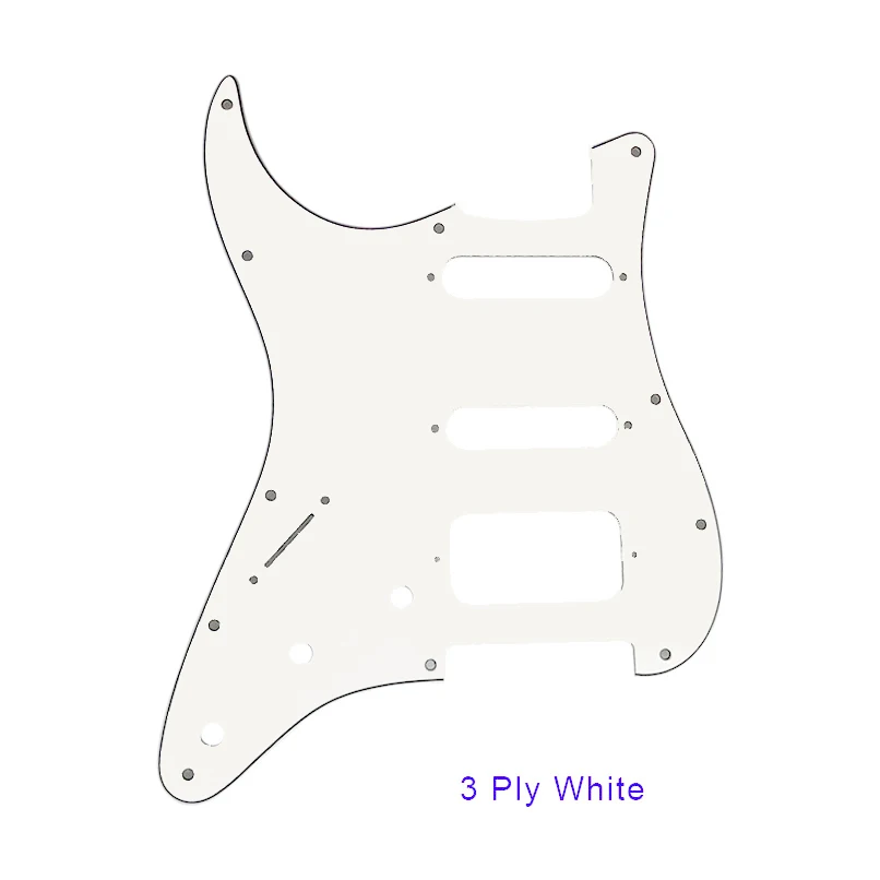 Pleroo, накладки для левшей, 11 винтовых отверстий для стандартного St Stratocaster HSS, гитарная пластина для царапин, гитарные части, бренд - Цвет: 3 ply white