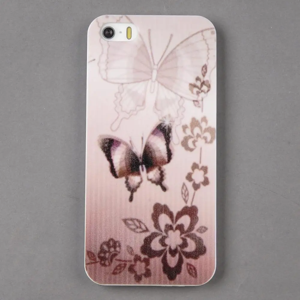 

Hard Fashion Butterfly Flowers Print Back Phone 5, 5s Case Slim 11g Gray White Square Cover for iPhone