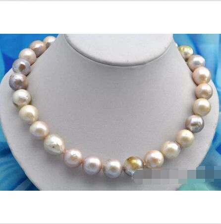 

18"15mm round baby pink purple reborn keshi pearl necklace^^^@^Noble style Natural Fine jewe SHIPPING (C0309)