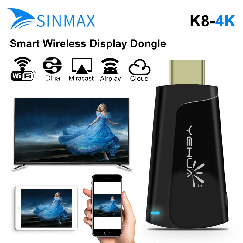 5.8G 4K 3840*2160 HD Smart TV Stick wireless display TV Dongle Android