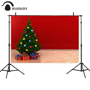 

Allenjoy photophone photography backdrops red wall pine tree gifts indoor christmas photo background photocall wallpaper