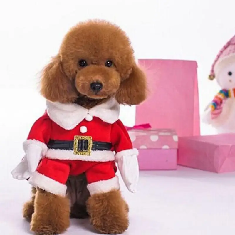 Собака Костюмы Рождество Санта Pet пальто костюм Праздничный костюм Прекрасный 3D составляют Товары для собак Костюмы рождественские украшения