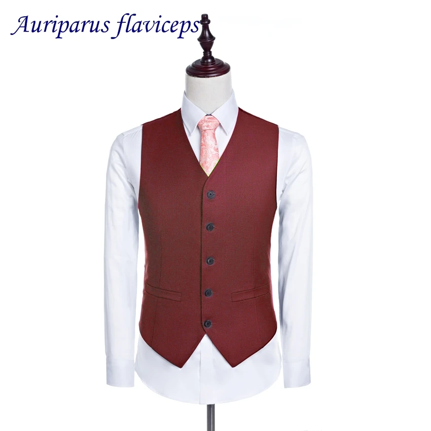 

Red Men Vest New Single Breasted Sleeveless Coat Button Waistcoat For Man Male Vests 1 Psc