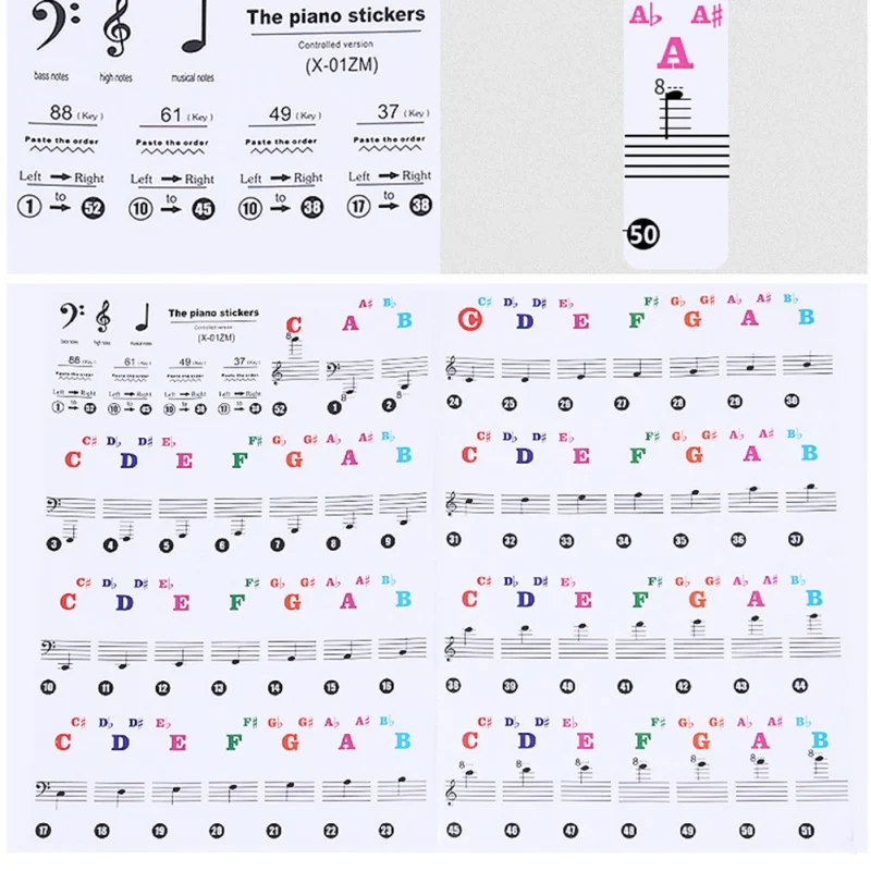 Musical Instrument Electronic Piano Electronic Musical Instrument 88/61 key Color Piano Letter Notes Stickers Keyboard