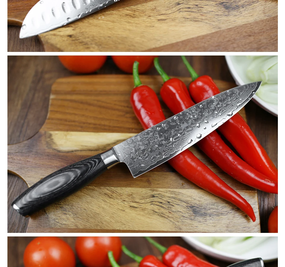 XINZUO 5 шт. набор кухонных ножей 67 слоев японские VG10 Дамасская сталь шеф-повара Кливер Santoku нож для очистки овощей Pakka деревянная ручка