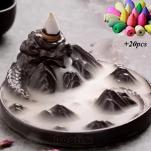 Керамический черный дракон обратного потока водопад ладан горелка катушки держатель буддийский кадило для ароматерапии домашние Декорации+ 10 шт. благовоний конусов