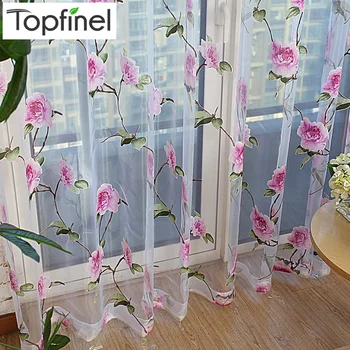 

Topfinel Modern Floral Tulle Window Treatments Sheer Curtains for Living Room the Bedroom Kitchen Panel Drapes and Blinds
