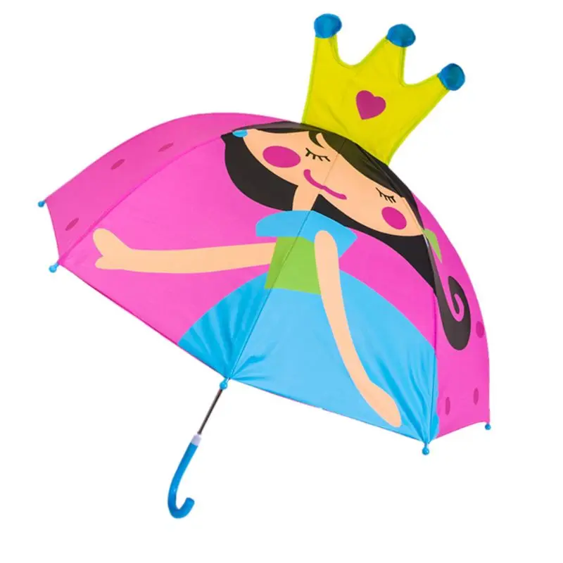 Детский зонтик для мальчиков и девочек с мультяшными ушками животных зонтик на заказ принцесса длинная ручка безопасный светильник портативный зонтик - Цвет: 8