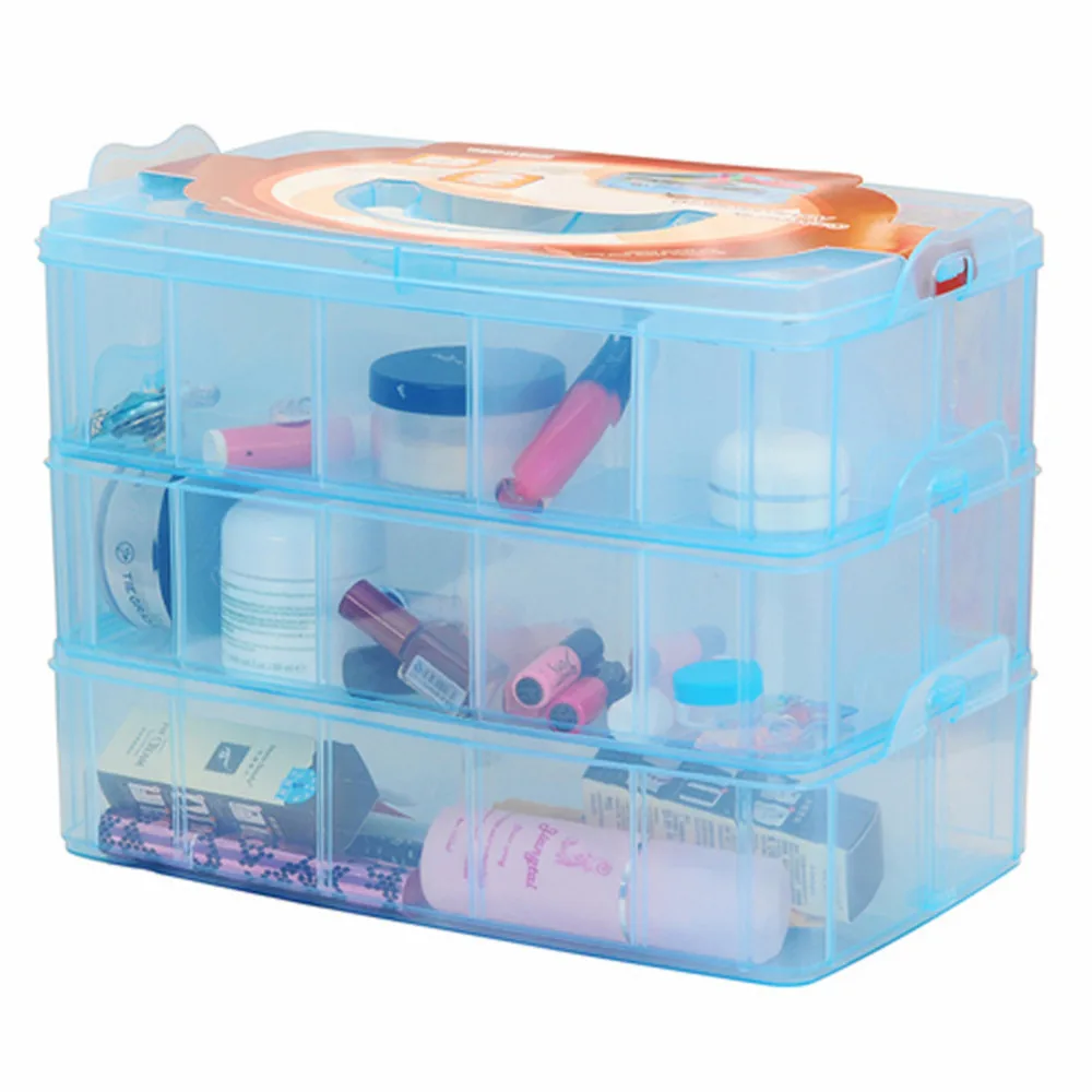 

3 Layer Plastic Storage Drawer Makeup Manicure Tool Organizer Jewelry Holder Comestic Box Organizer Random Color