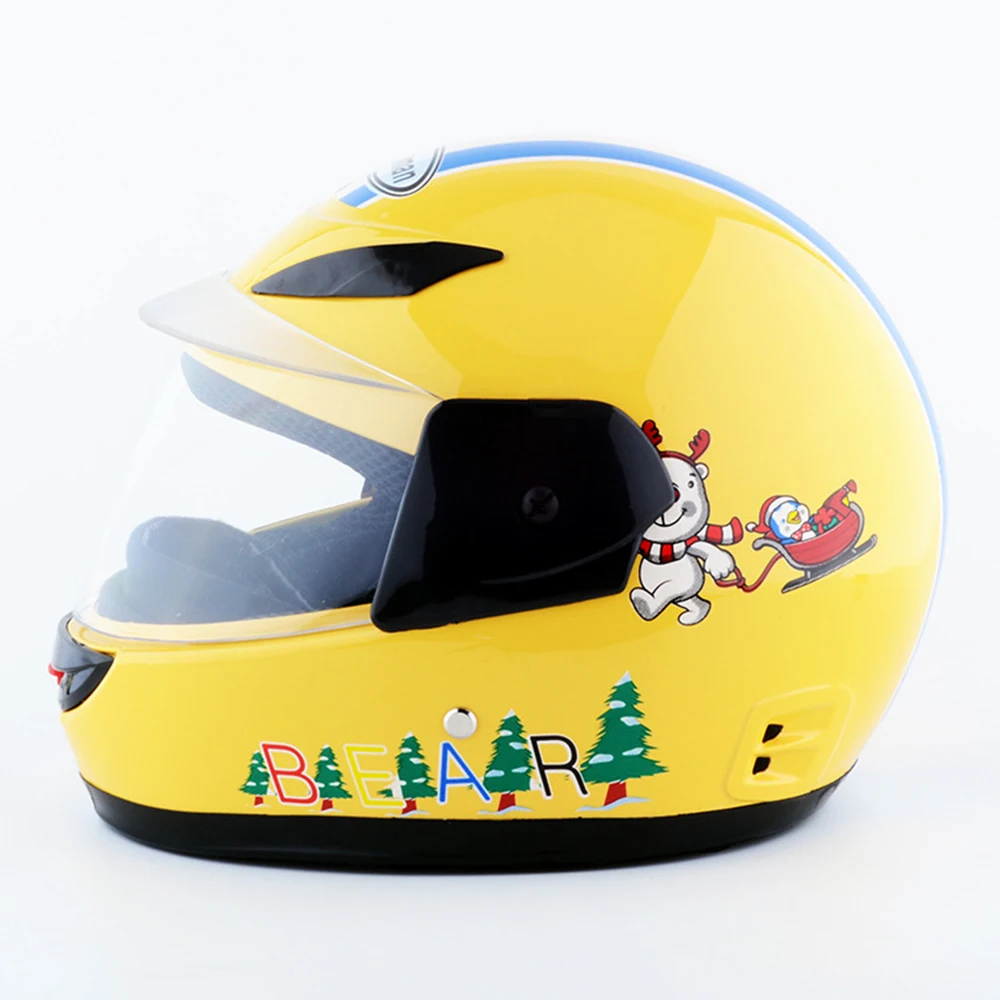 Мотоциклетный шлем Кафе Racer Capacetes Мото шлем мотоциклетный полный шлем Casco мото мультяшный шлем для детей - Цвет: 520-Yellow