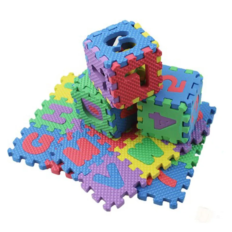 36 шт. мини многоцветные пазлы из пенополиуретана сжимаемая игрушка обучающая 3D Алфавит A-Z буквы цифра мягкая пена коврик Rompecabezas для ребенка