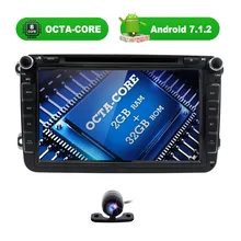 3G Nerwork Octa Core Android 7.1 2G RAM 32G ROM 2 Din Car DVD GPS Navi Radio Player For VW Skoda Octavia Free Camera