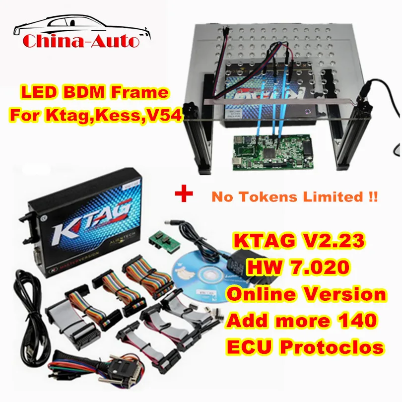 

Best ECU Programming NEW KTAG 7.020 SW2.23 No Tokens Limited + NEW LED BDM Frame Lights Online Version Upgrade of K TAG 6.070