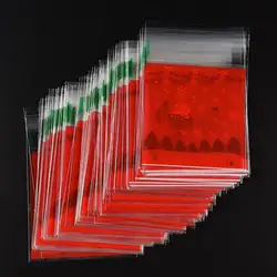Шт. 100 шт. мультфильм красный канцелярские держатель сумка прозрачный Self-самоклеящийся пакет мешок еда выпечки подарок упаковка для конфет