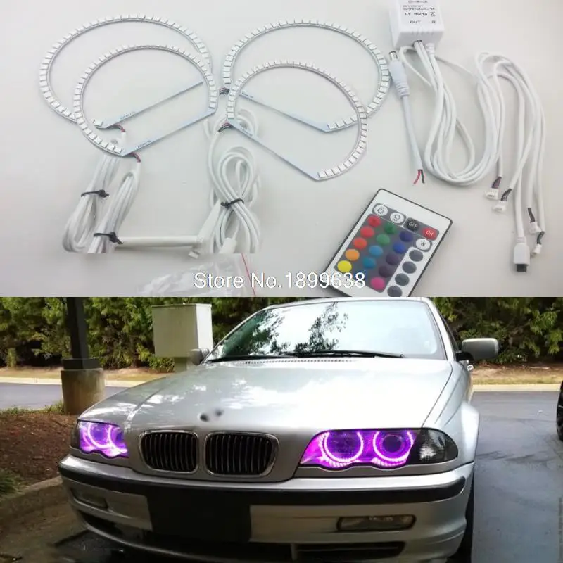 

4pcs Super bright 7 color RGB LED Angel Eyes Kit with a remote control For BMW E36 318 320 323 325 1992-1998