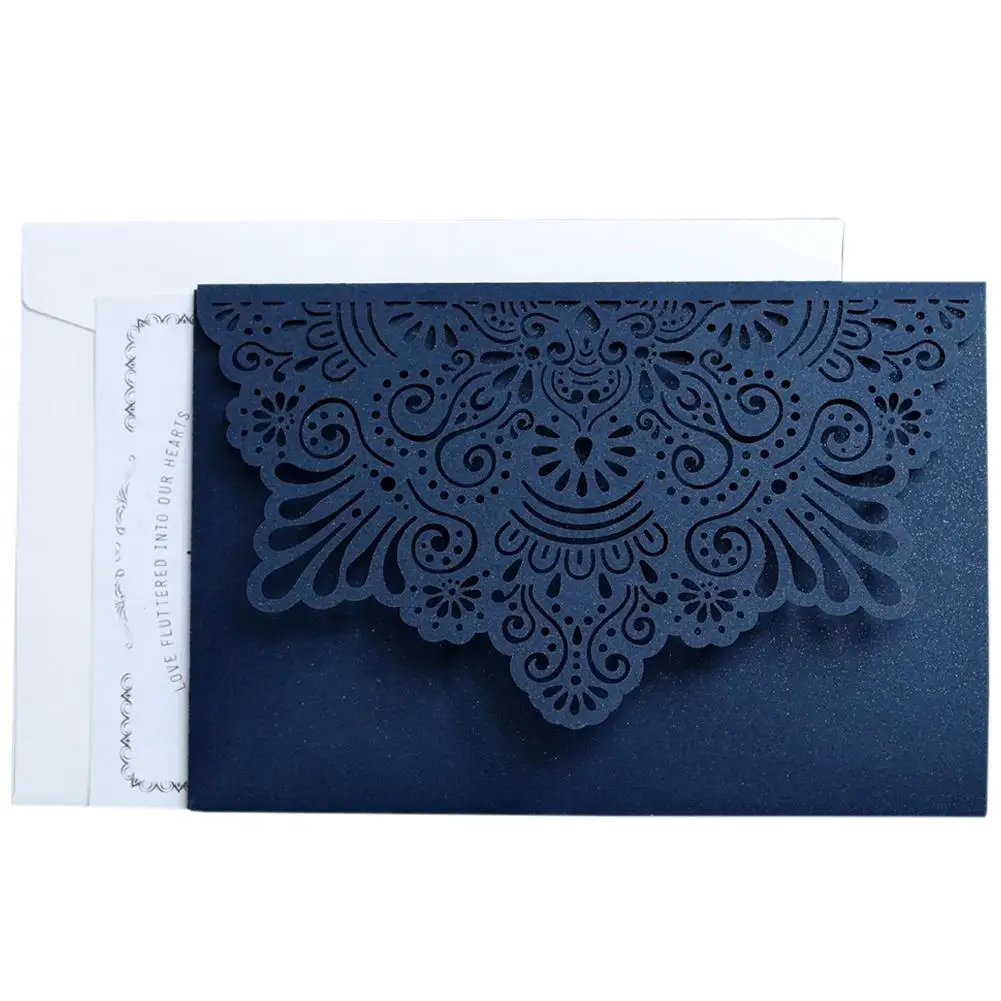  10PCS Lace Wedding Party Invitations Cards Laser Cut Tri-Fold Business Banquet Birthday Invitation  - 32904008856