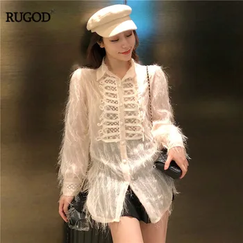 

RUGOD Vintage Fashion Women Shirts Long Sleeve Solid Tassel Women Blouse 2018 Winter New Women Tops free camisa feminina