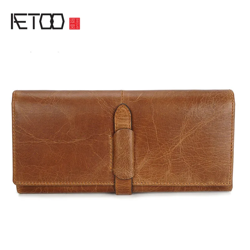 

AETOO 2017 male draw with a wallet leather short paragraph retro first layer of leather oil wax leather wallet Vintage