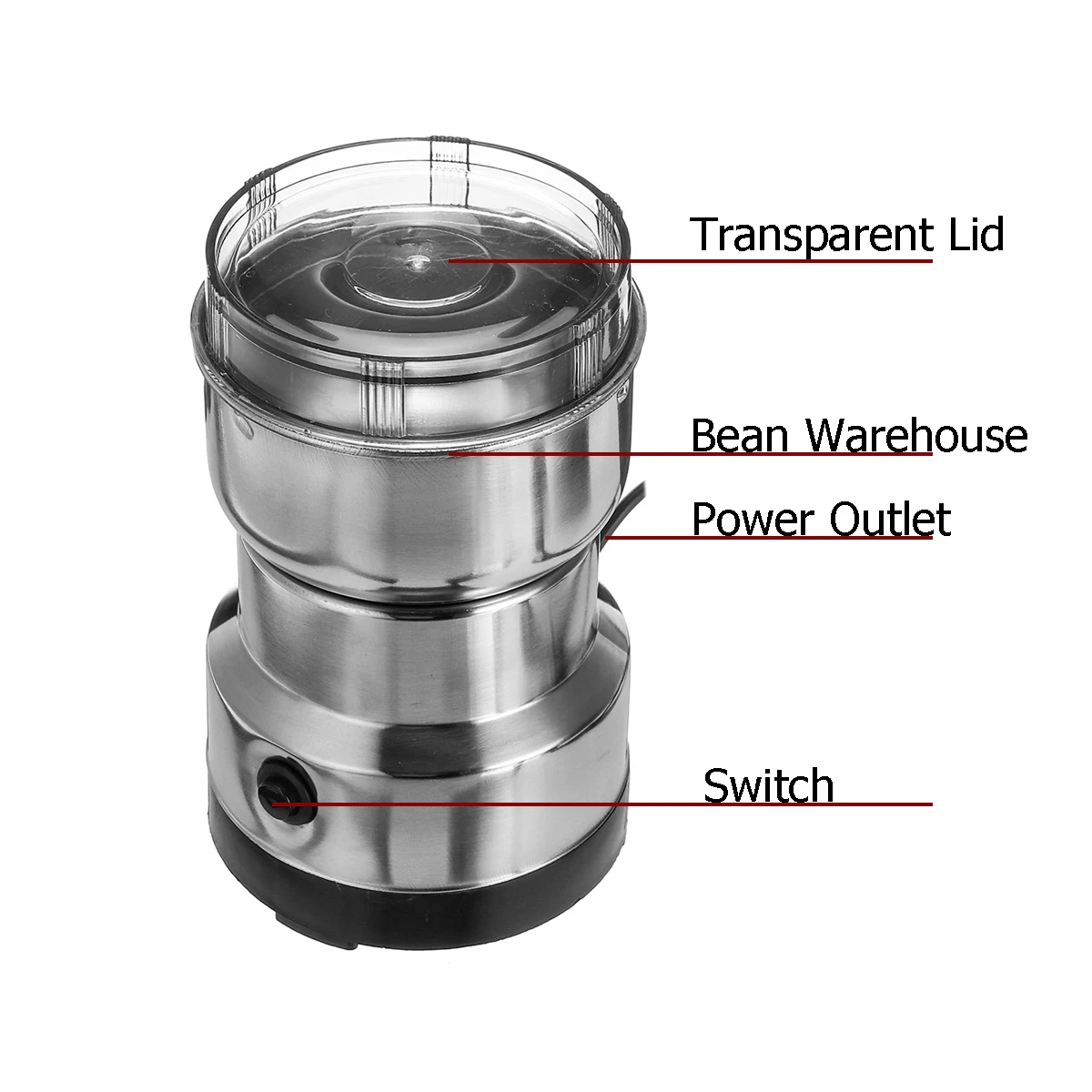 Billig 200W 220V Elektrische Kaffeemühle Schleifen Fräsen Bean Mutter Gewürz Matte Mixer AU