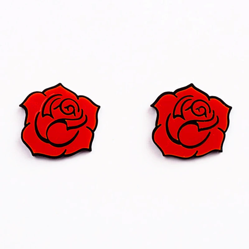 

Doreen Box New Red Rose Women Fashion Stud Earrings Ear Post Summer Style Earrings Jewelry 3.3cm, 1 Pair