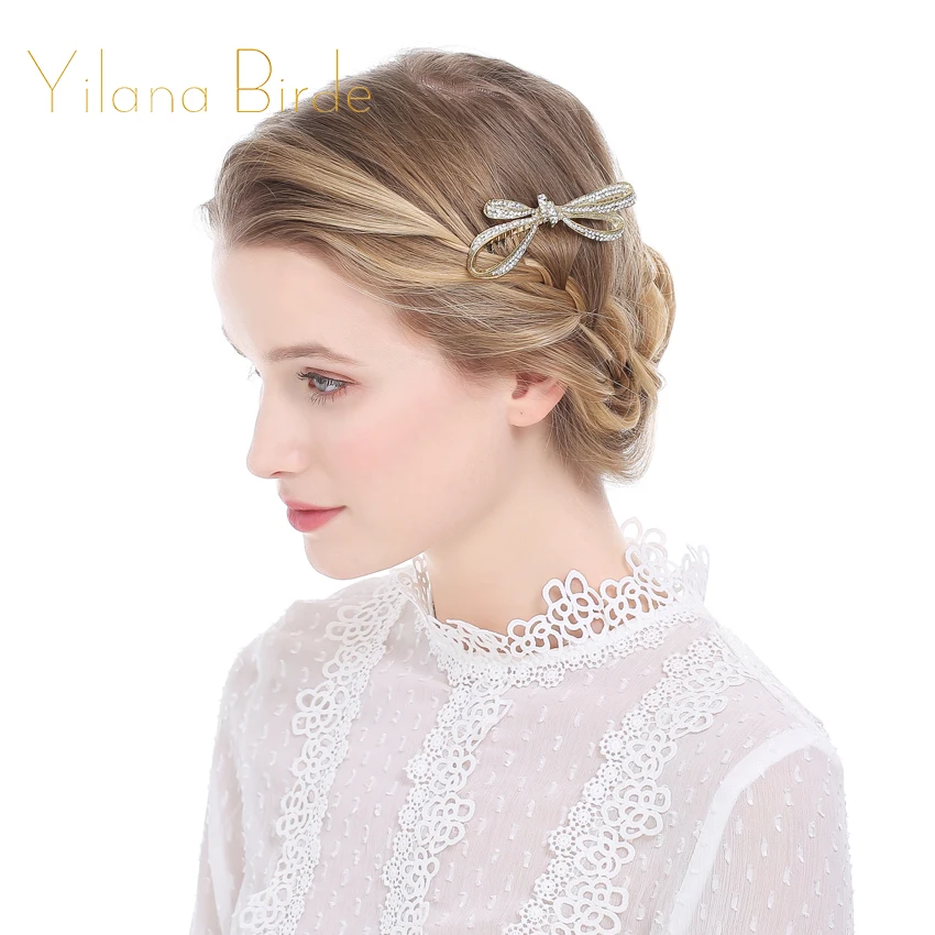 

Rhinestone Bow Hair Comb Wedding Bridal Vintage Hair Accessories Women Headpieces Headwear bridal comb bijoux cheveux