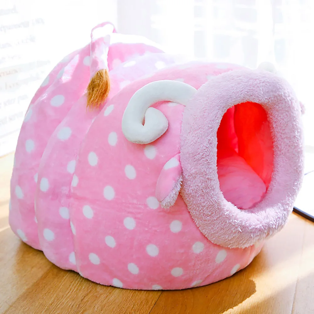  Warm Cat Cave Bed House For Small Dog Cats Sleeping Bag Washable Mat Warming Soft Cusion For Winter