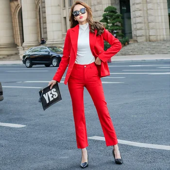 

Women's suit women's fashion slim slimming double-breasted suit two-piece suit (jacket + pants) women's prom party formal dress