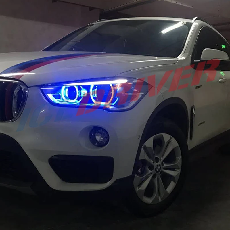 

Icedriver for BMW X2 Angel Eyes DRL RGB multicolor LED boards daytime running lights Red Blue Demon Eye LED Angel Eye