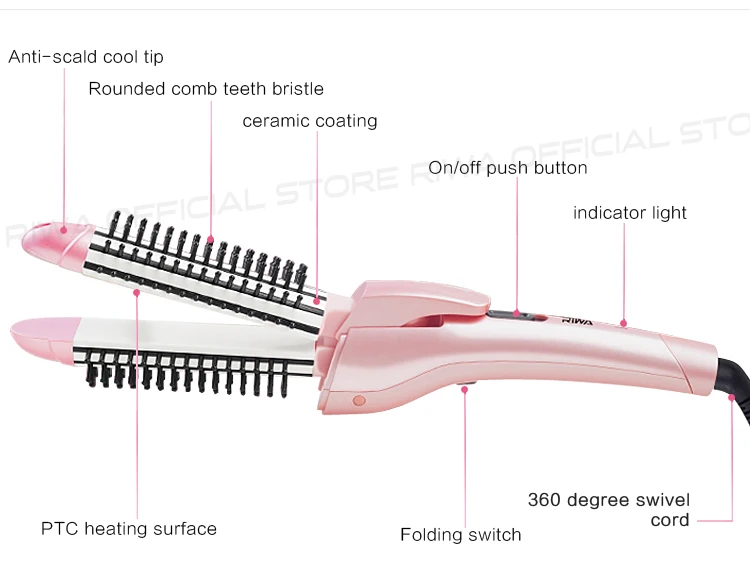 RIWA гребень бигуди щипцы для завивки многофункциональный ожоги доказательство складной инструмент для укладки выпрямление волос кудрявый Утюг для волос RB-8310