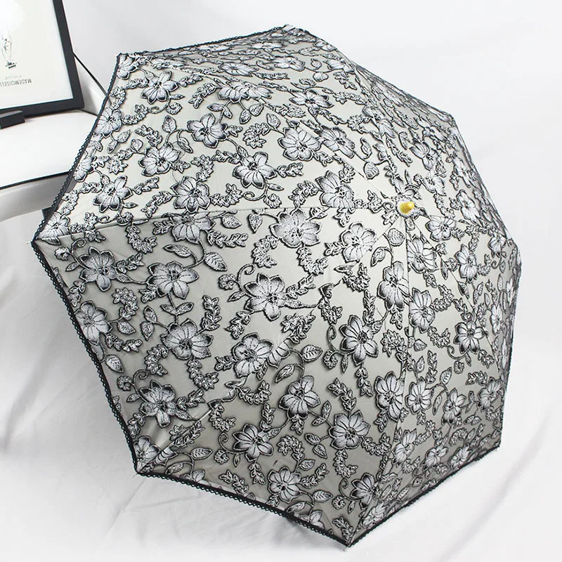 

Creative hot silver two fold umbrella double sunscreen sunshade black plastic folding rain dual-use anti-UV sun umbrella
