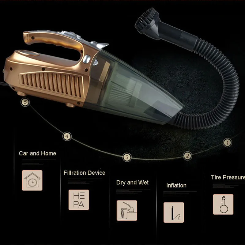 Многофункциональный портативный автомобильный пылесос 12 в 4 в 1 120 Вт Высокая мощность влажный и сухой аспиратор давление пневматическое освещение