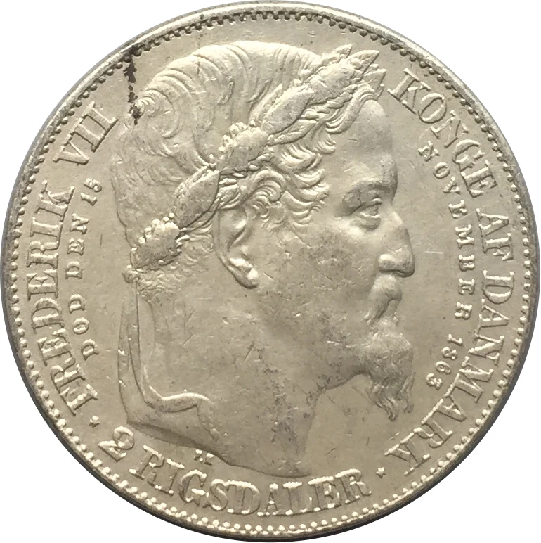 

1863 Denmark 2 Rigsdaler Christian IX Death and Accession 90% Silver High Imitation Of Original Good Quality Copy Coin